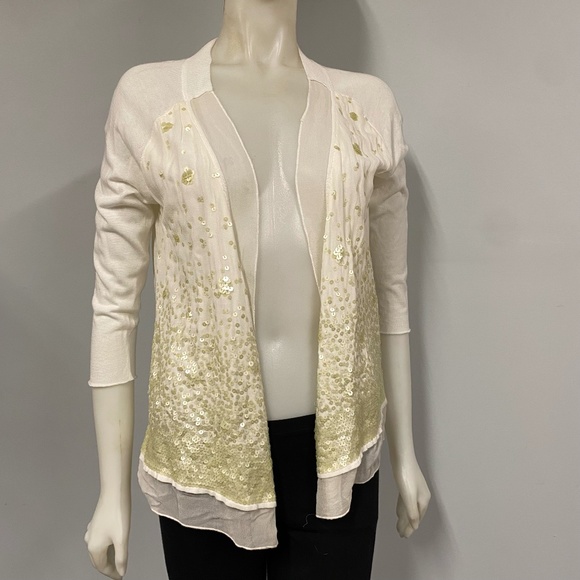 Bibelot 100% Mercerized Cotton Sequin Open Cardigan - Picture 1 of 7